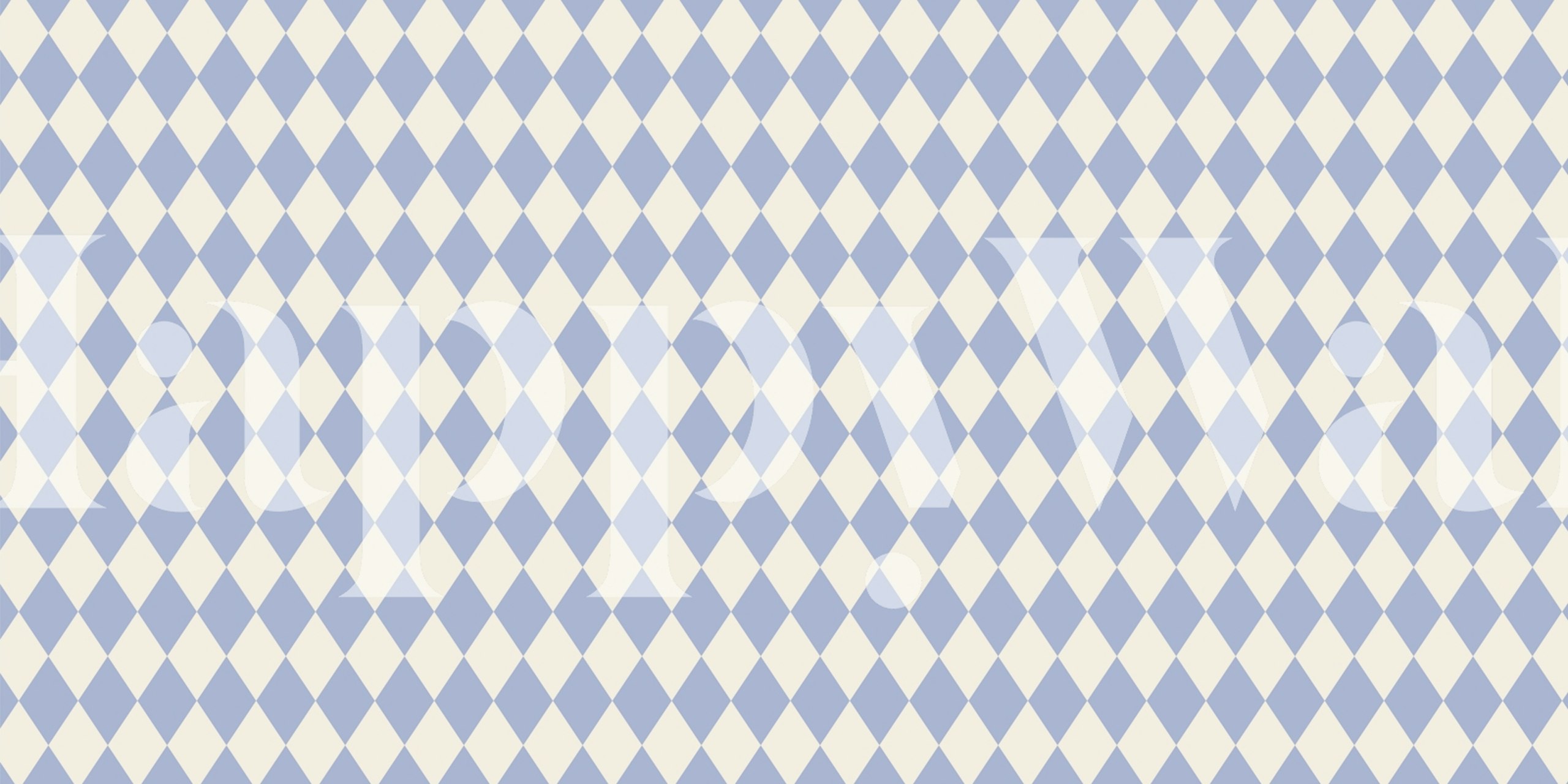 Harlequin diamond pattern in baby blue and cream wallpaper