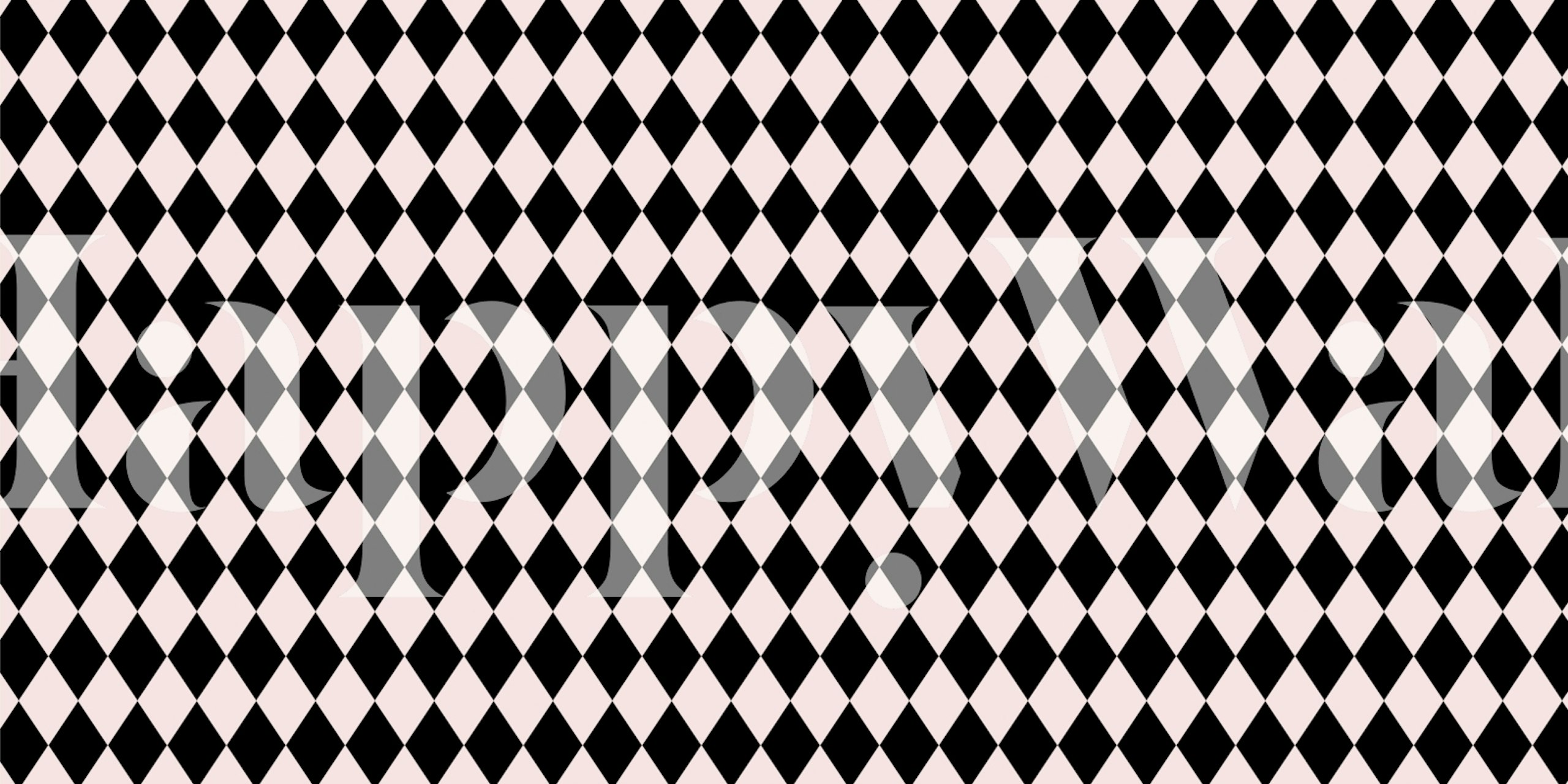 Black and white harlequin diamond pattern wallpaper