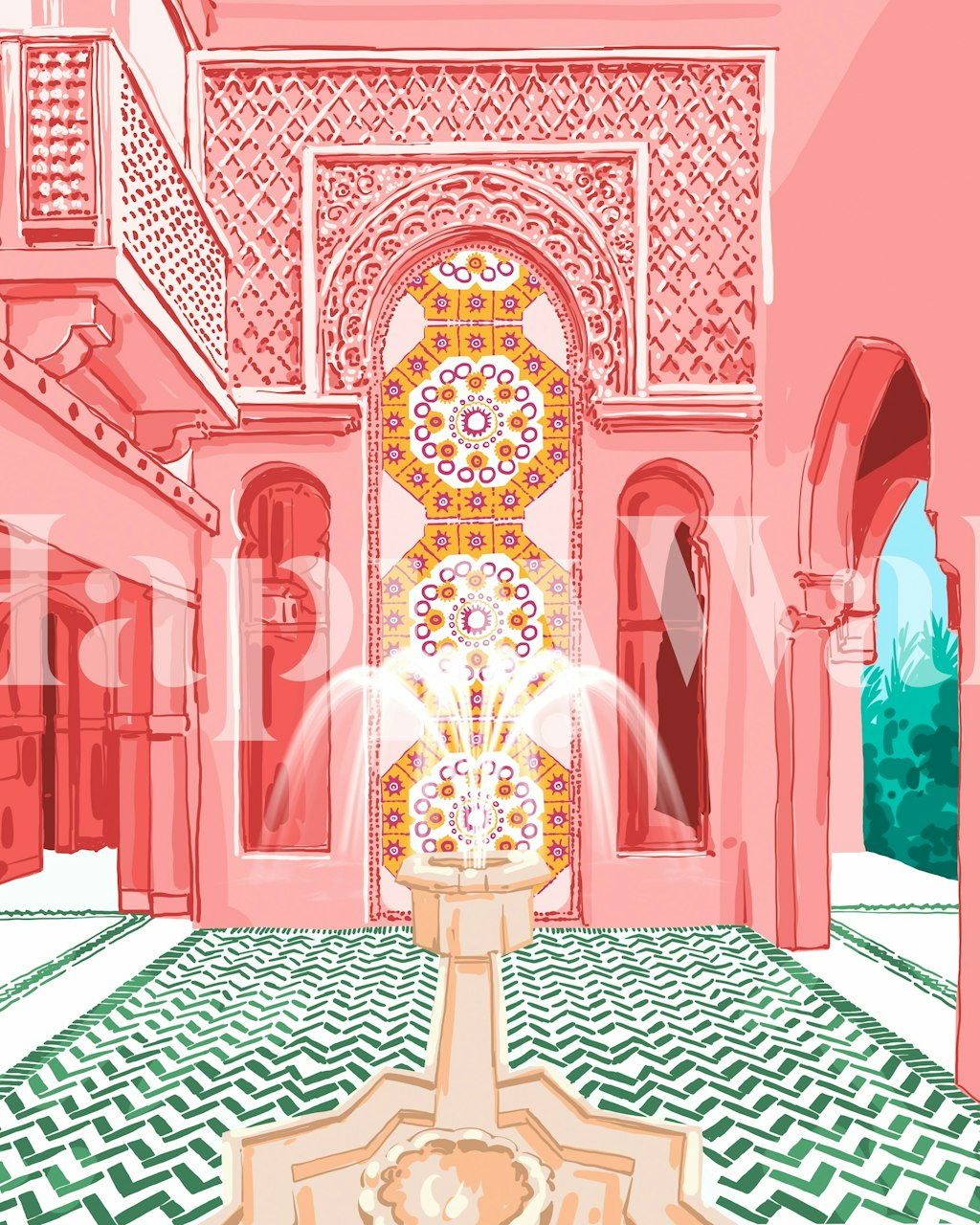 Ταπετσαρία Blush Palace Architecture σε ένα δωμάτιο