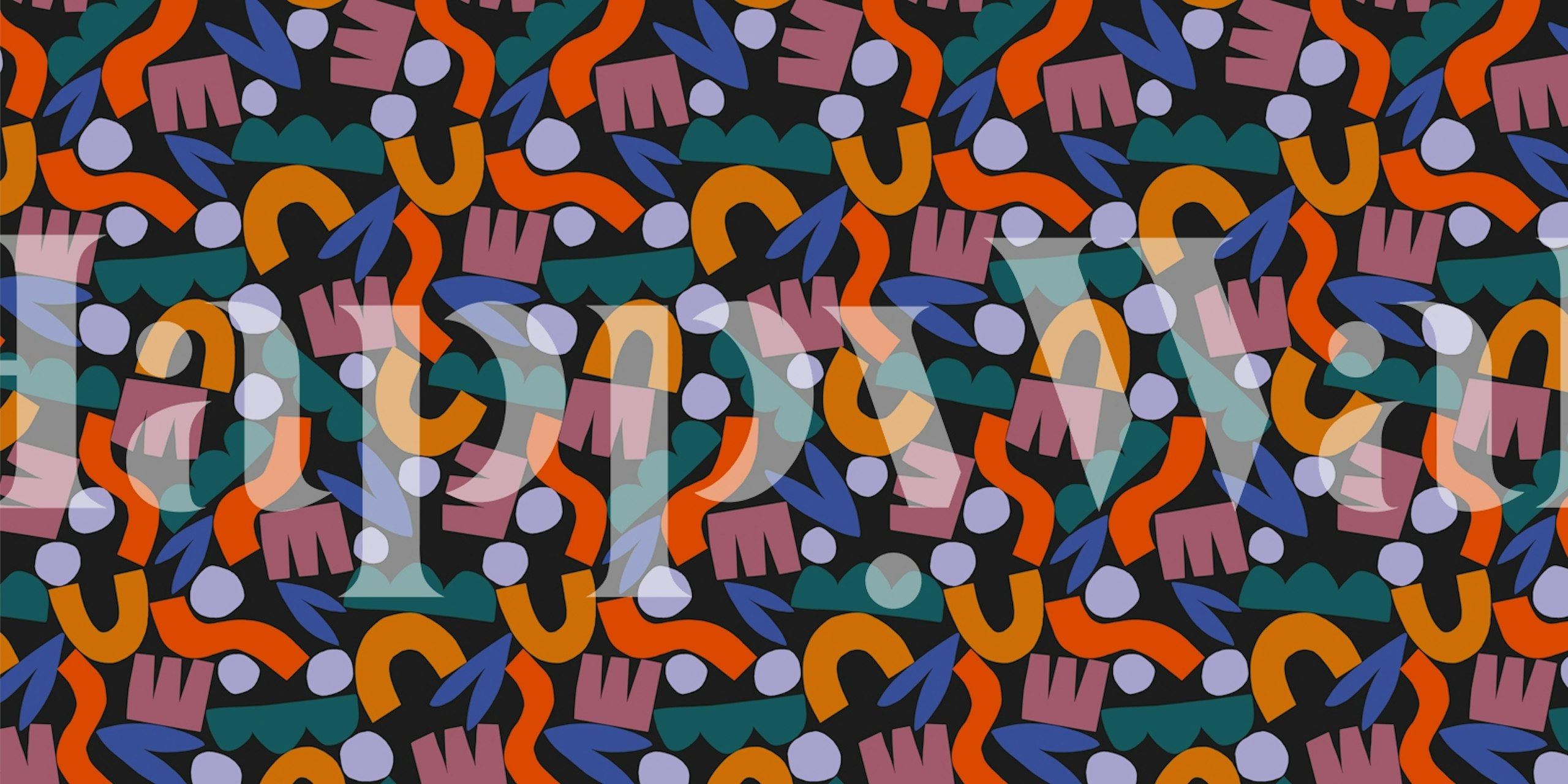 Playful Abstract Shapes tapet i et rum