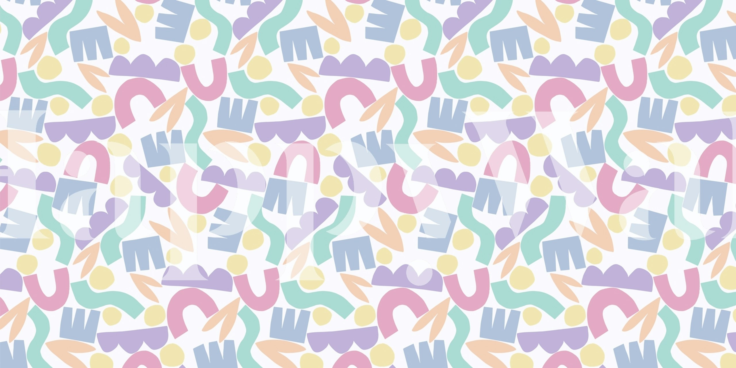 Playful abstract shapes pastel rainbow wallpaper