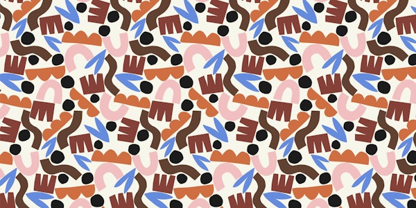 Playful Abstract Shapes - Brown and blue