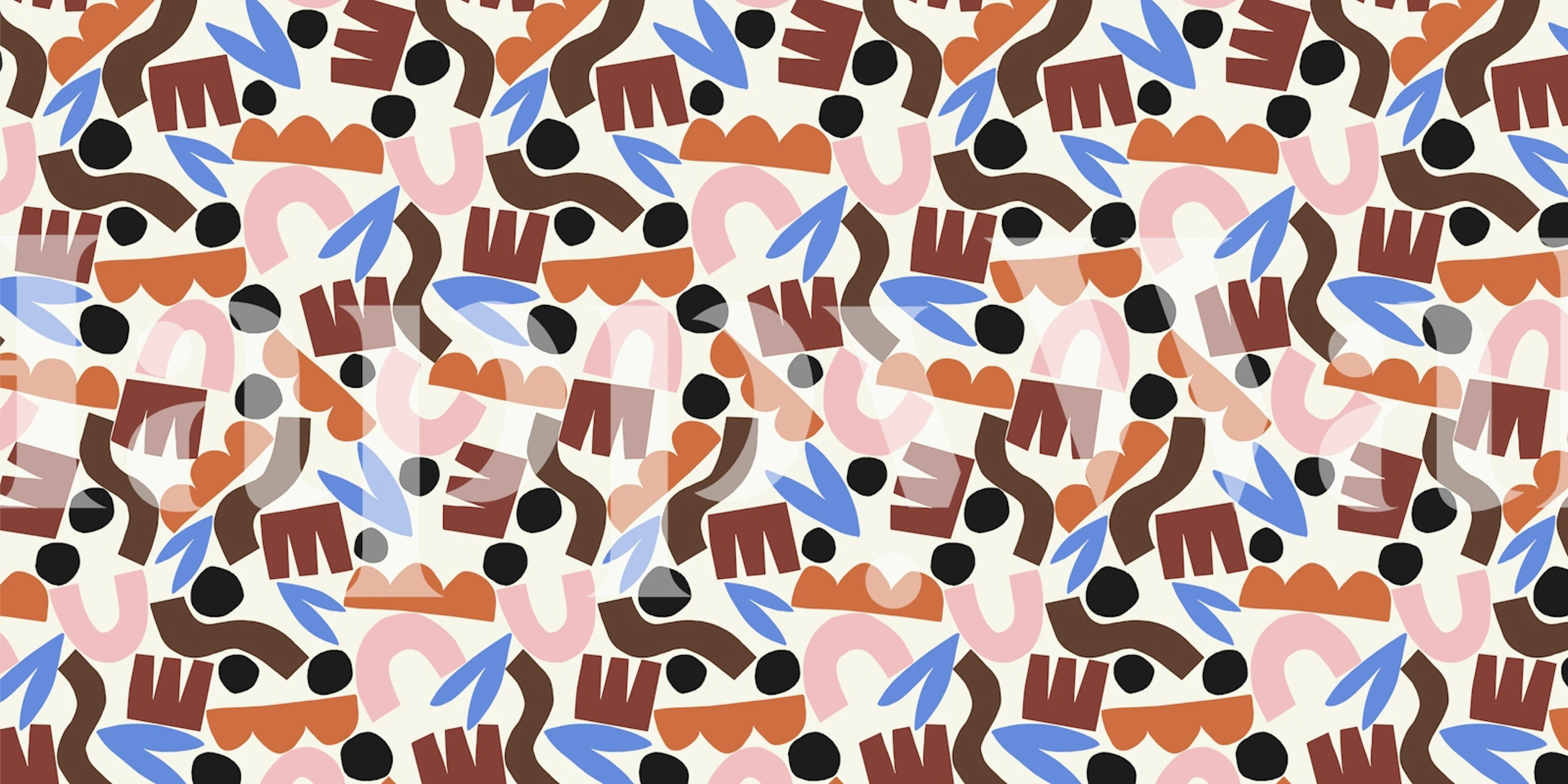 Playful abstract shapes wallpaper design