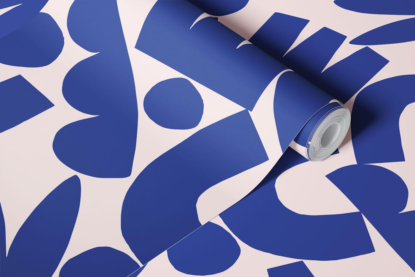 Playful Abstract Shapes - Cobalt Blue wallpaper roll