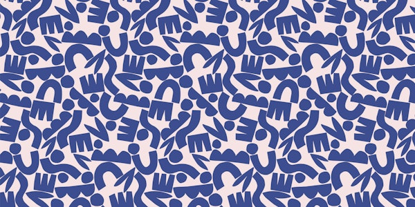 Playful Abstract Shapes - Cobalt Blue