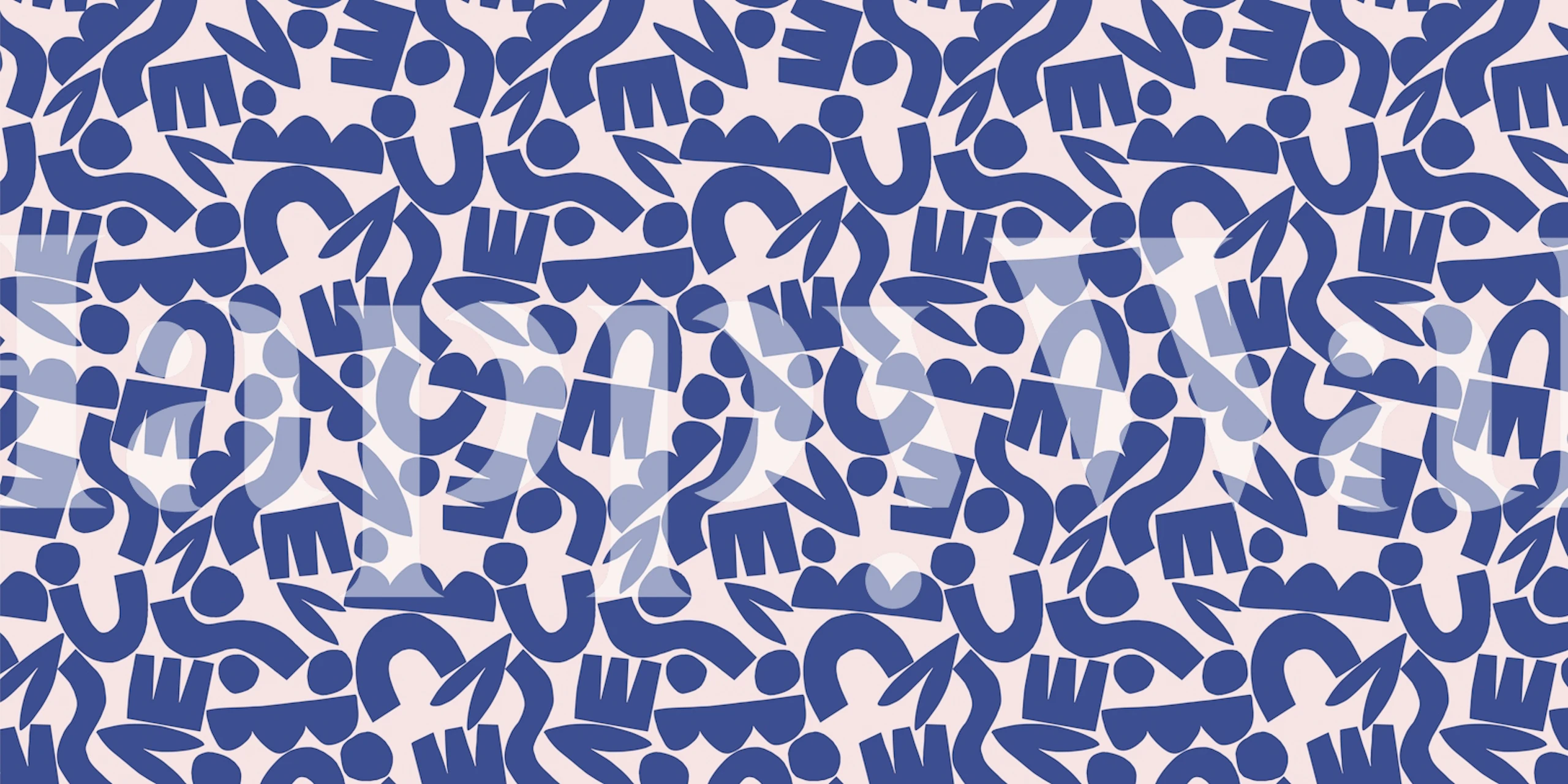 Cobalt blue abstract shapes on light background wallpaper