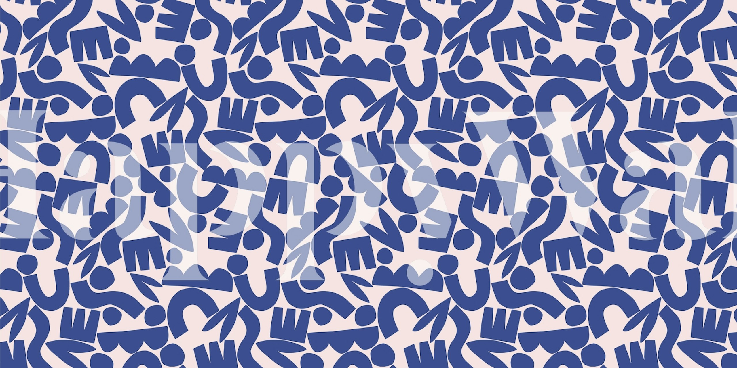 Cobalt blue abstract shapes on light background wallpaper