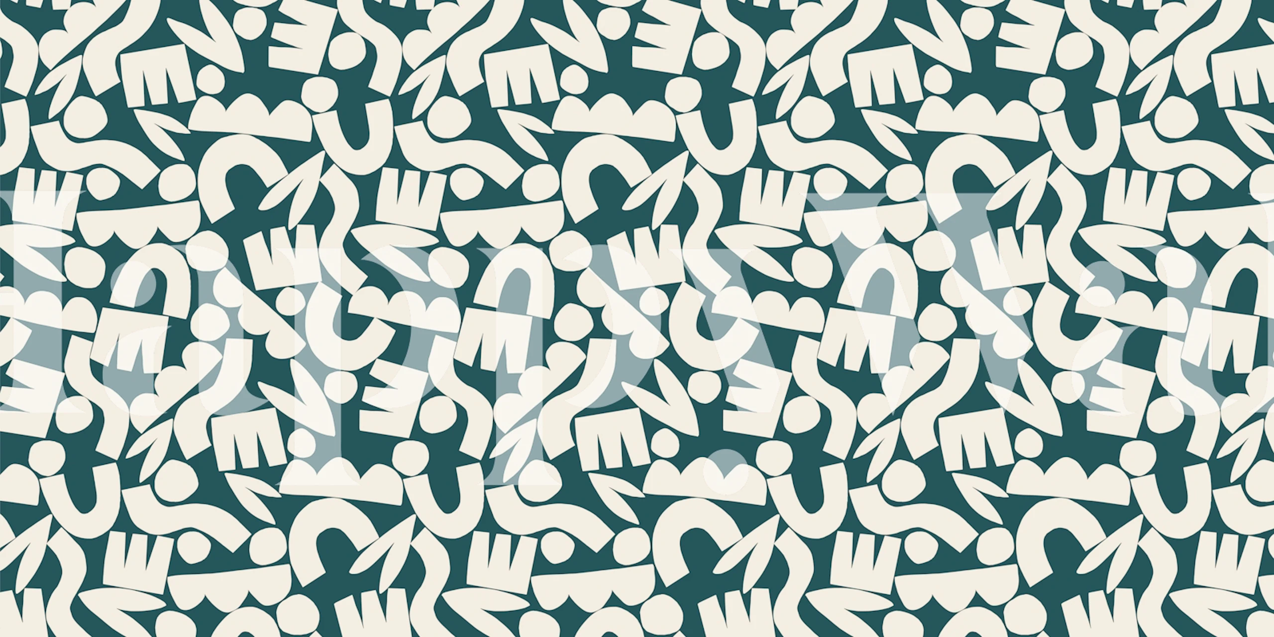 Playful abstract shapes wallpaper in a room