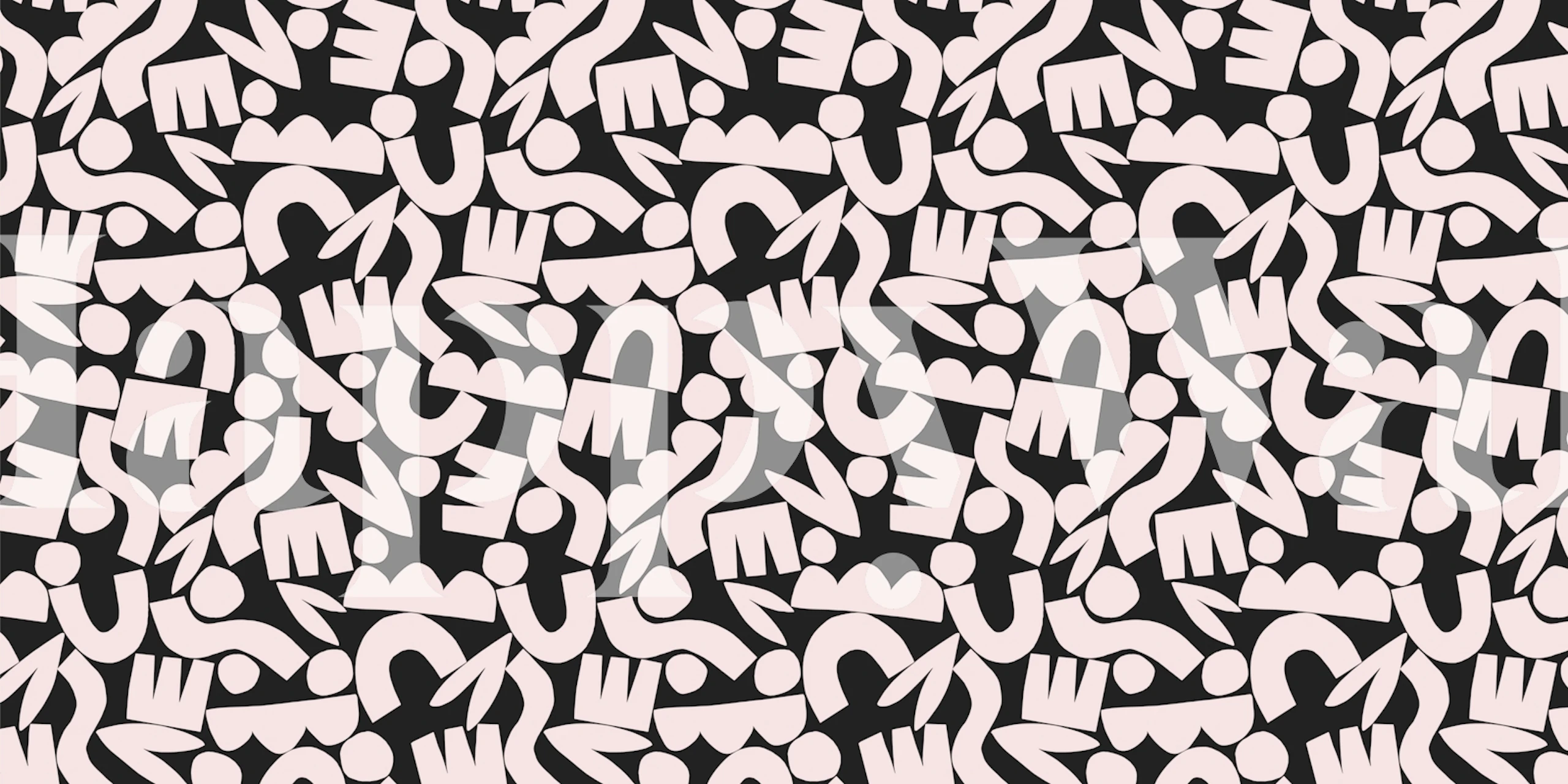 Abstract shapes in black and white pattern wallpaper