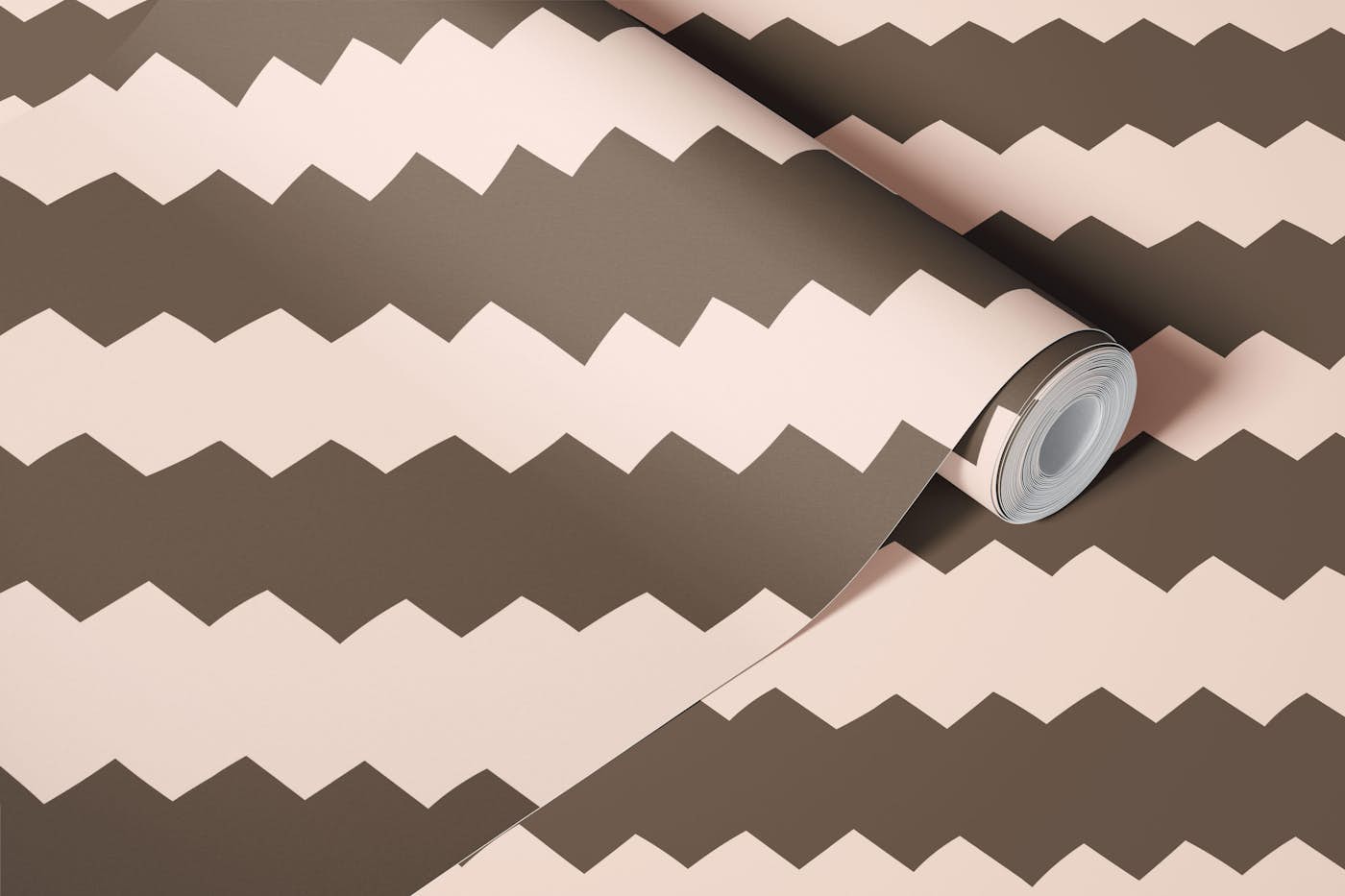 Retro Diagonal Stripes - Brown and Soft Pink wallpaper roll