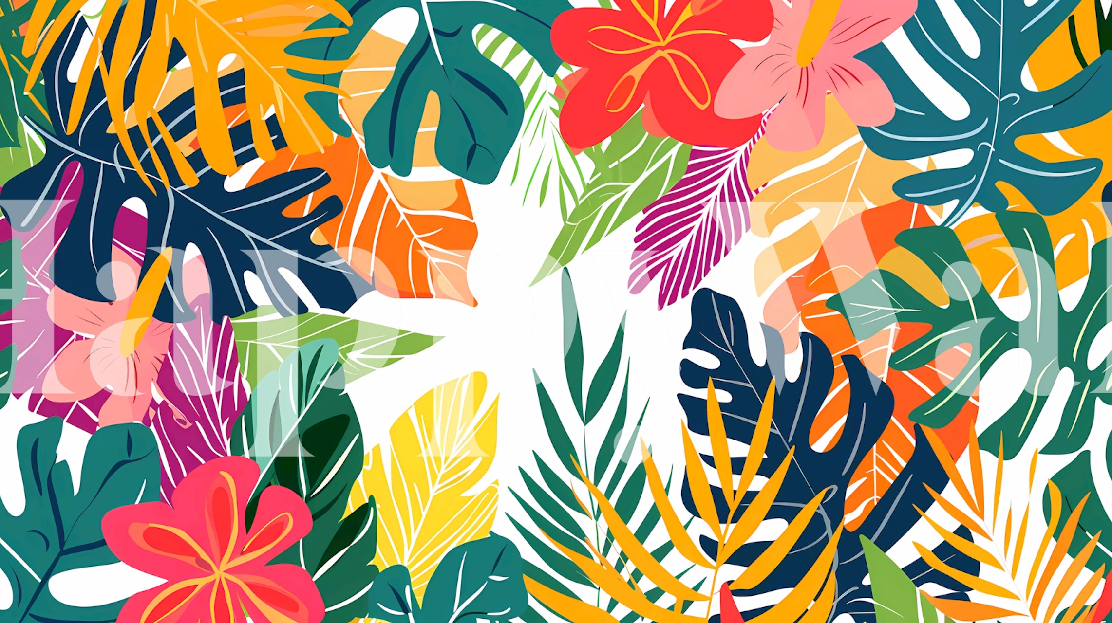 Tropical Leafy Paradise tapet i ett ljust rum