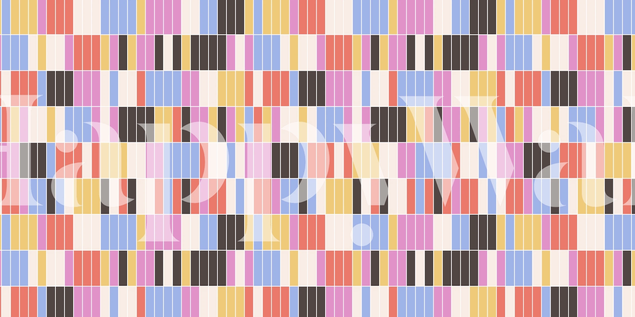 Colorful vertical stripes in pink, blue, black, and yellow wallpaper