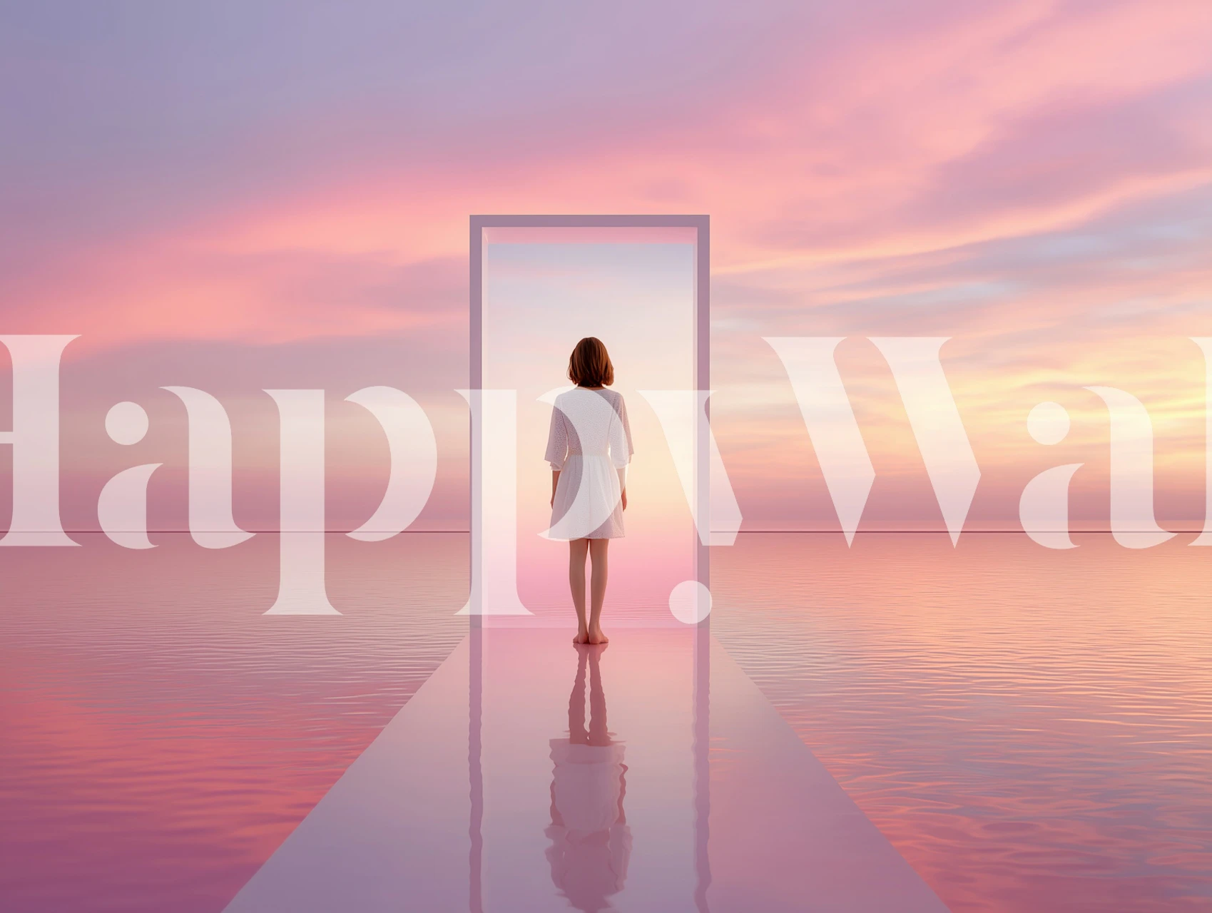 Mystical Door to Sunset wallpaper in a room