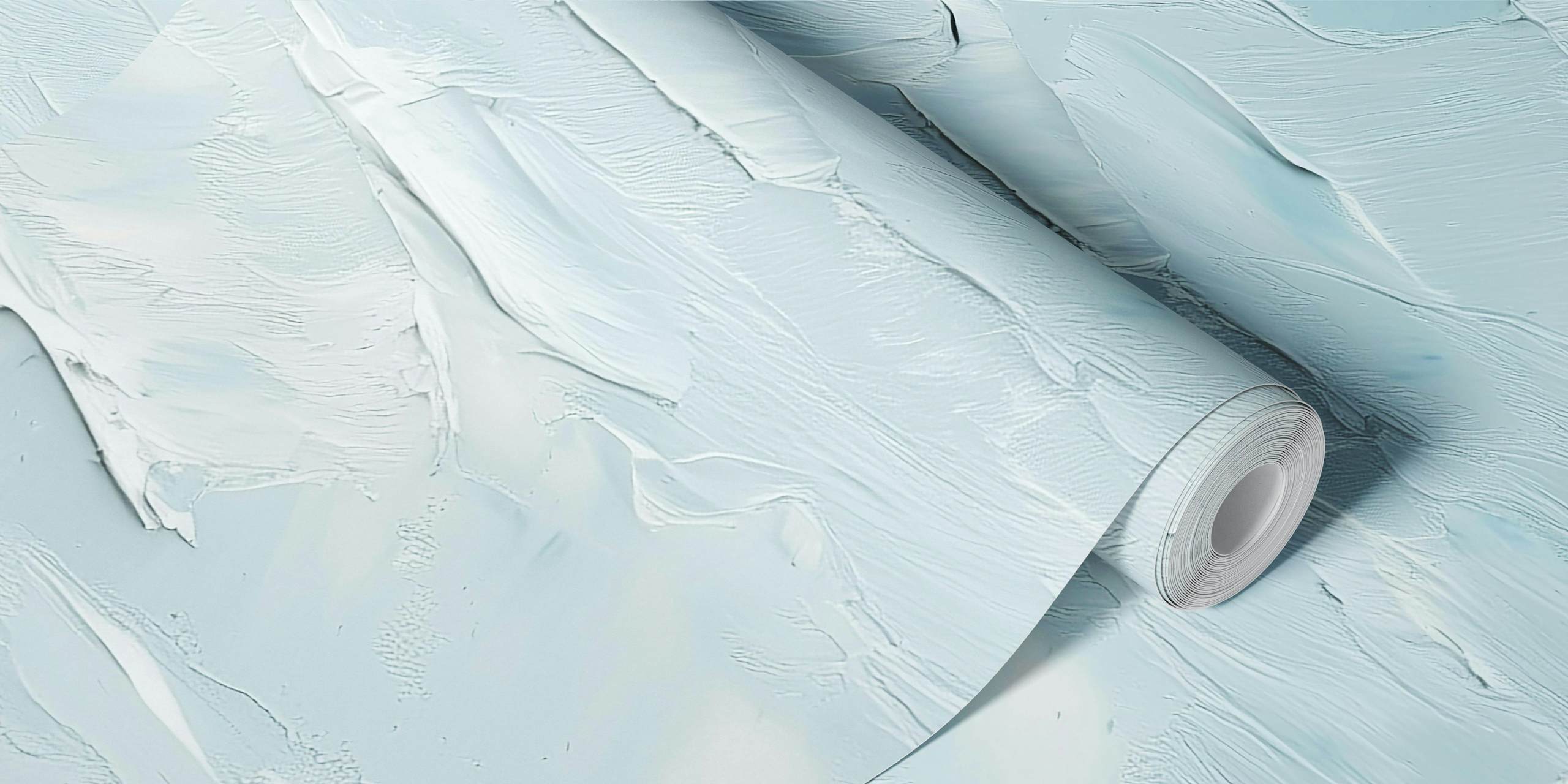 Sailboat on ocean with clouds in light blue tones wallpaper