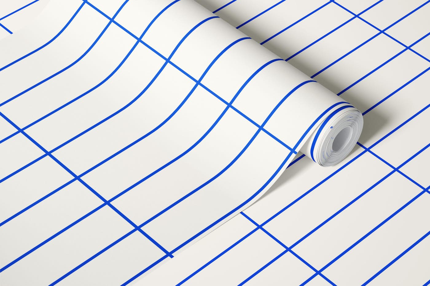 Narrow Tiles Grid - Cobalt Blue Grouts wallpaper roll