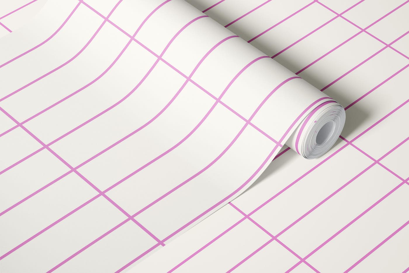 Narrow Tiles Grid - Pink Grouts wallpaper roll