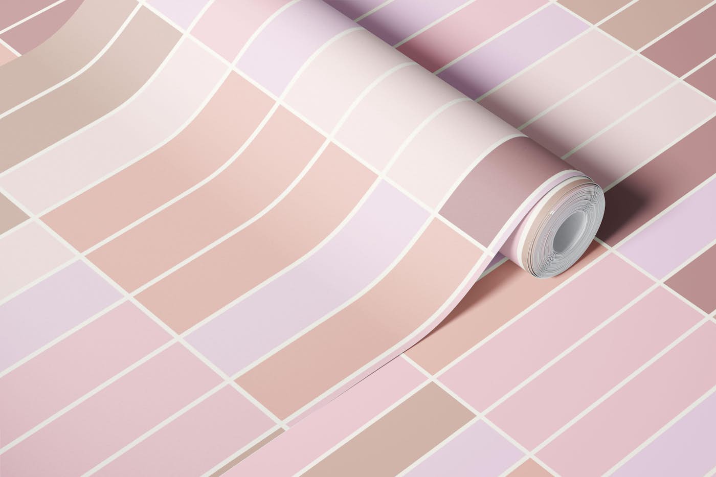 Narrow Tiles Grid - Muted Colours wallpaper roll