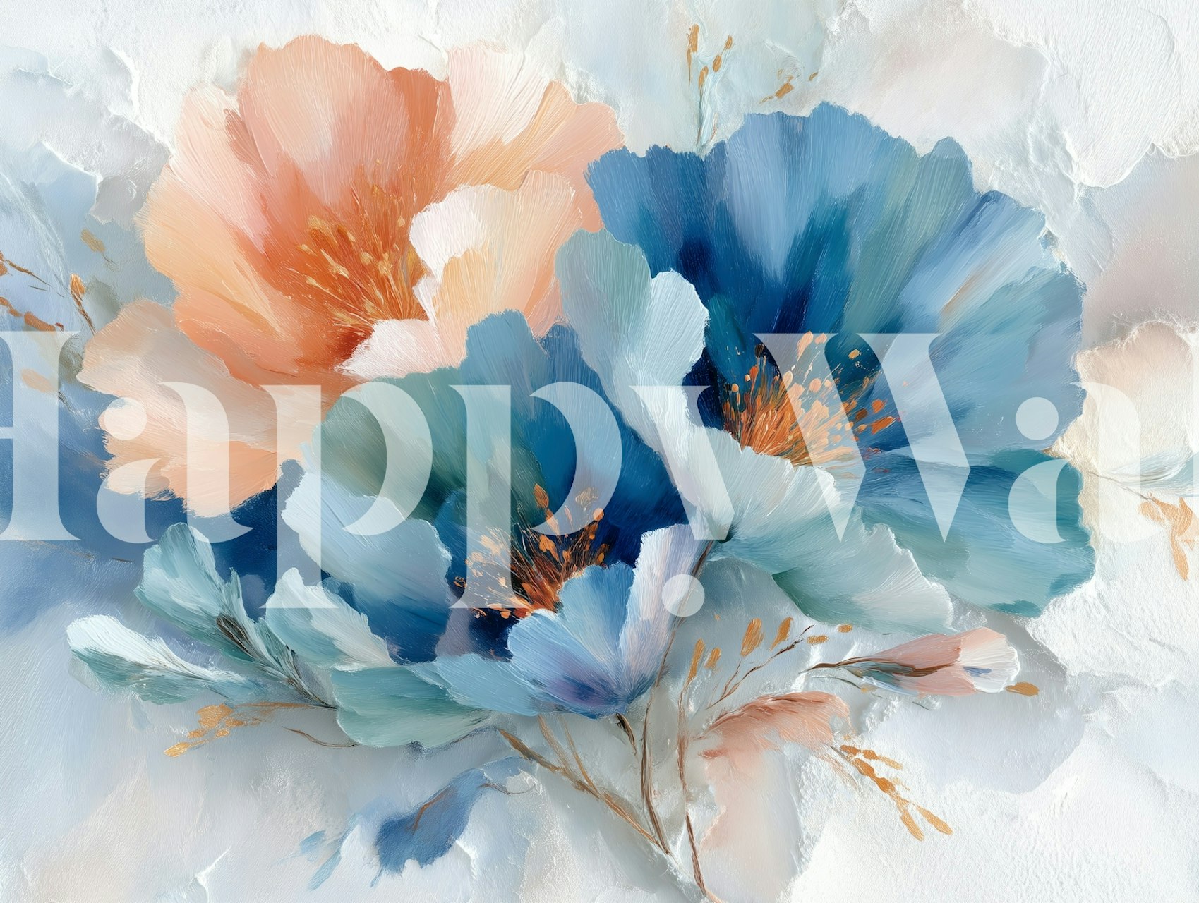 Pastellblumen-Tapete in einem stilvollen Raum