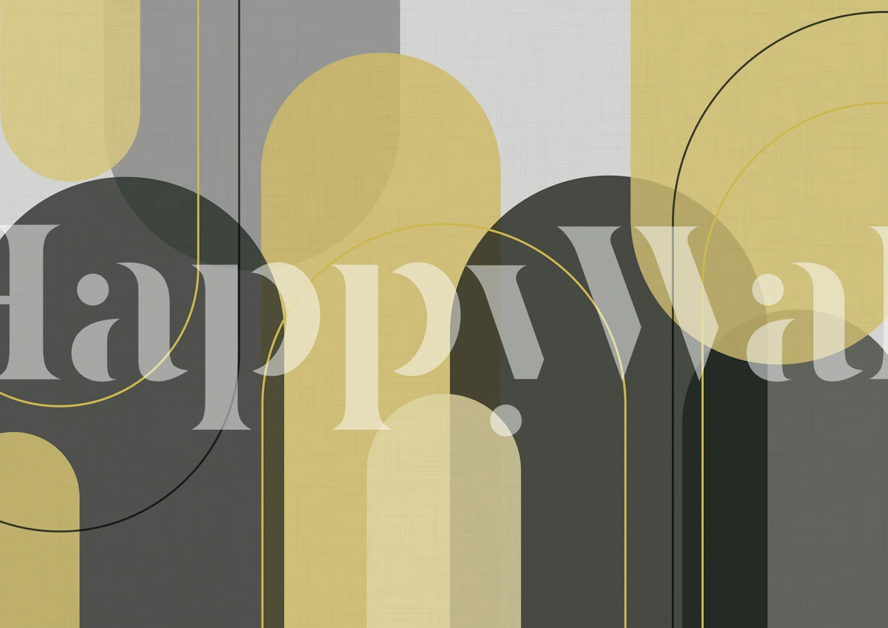 Geometric grey and yellow shapes with arches wallpaper