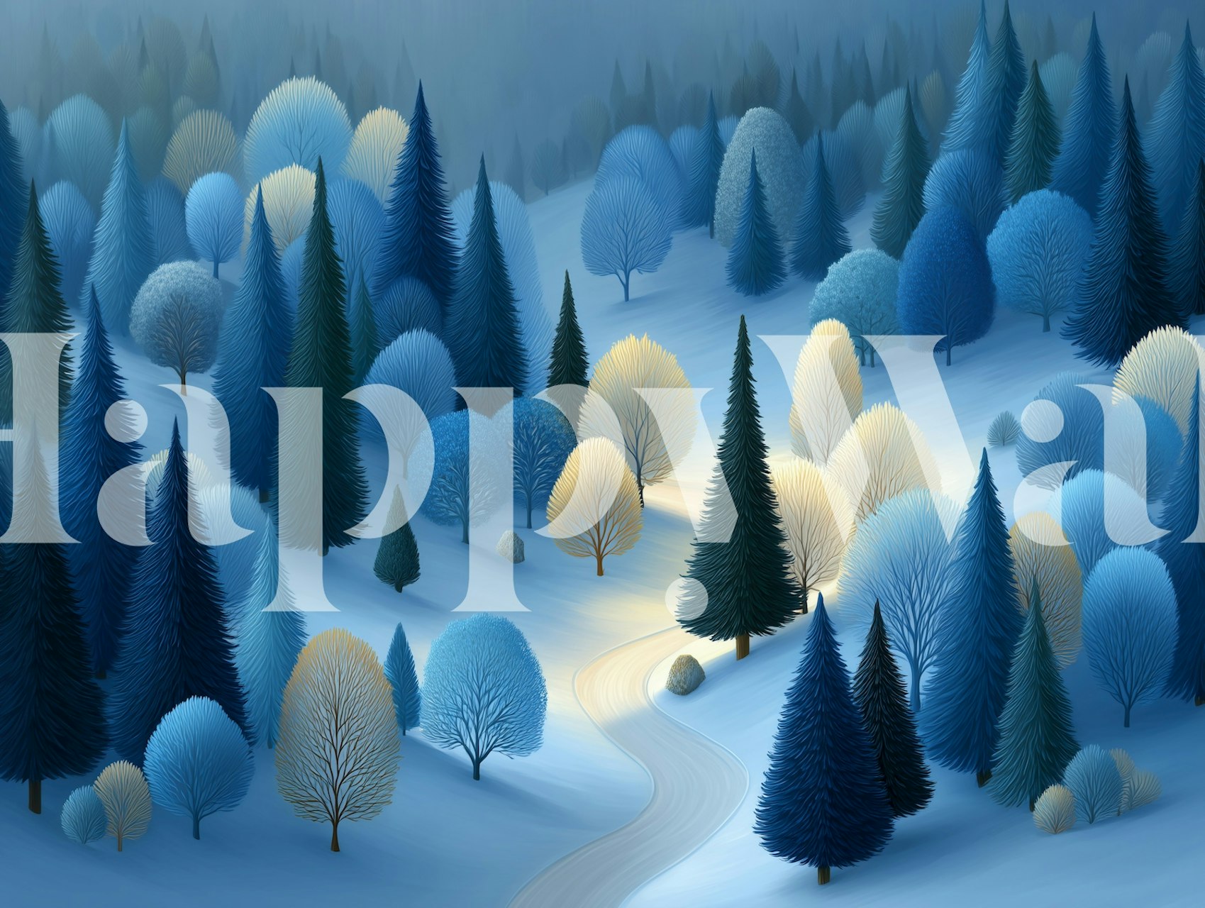 Blue Woodland Dream wallpaper in a room