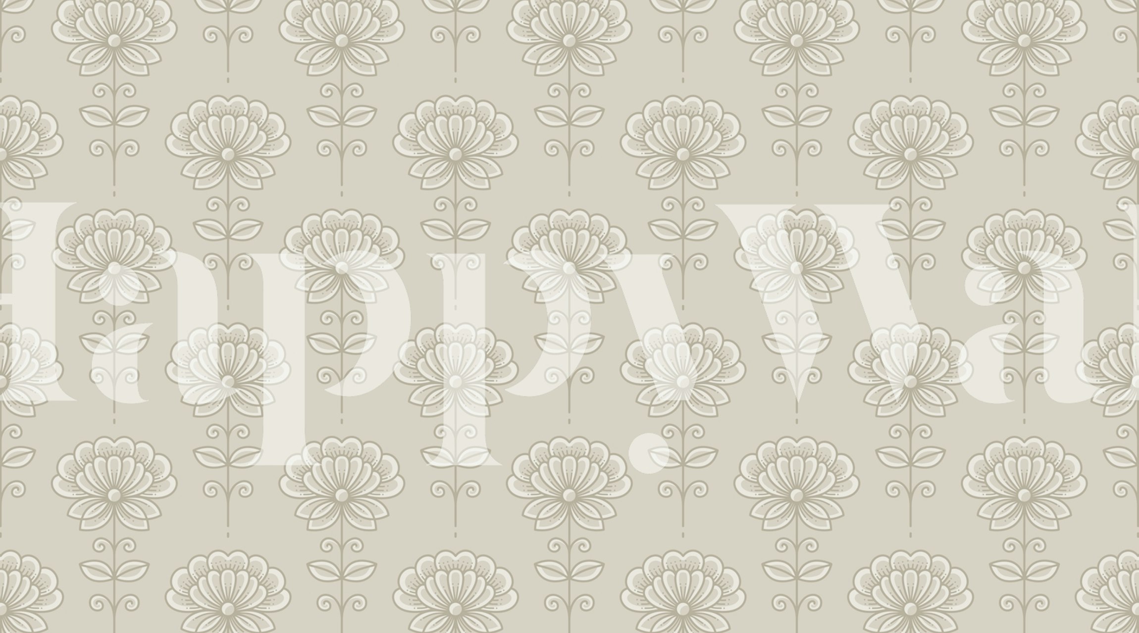 Beige floral pattern wallpaper featuring large blooms and delicate stems