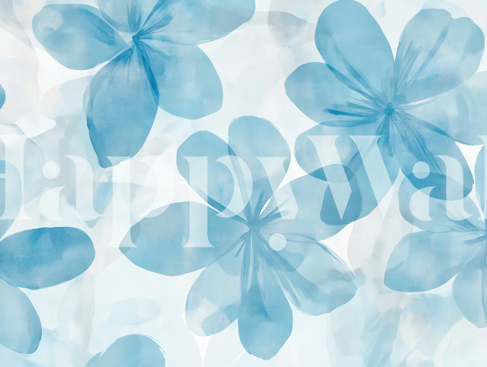 Blue floral wallpaper in a room setting