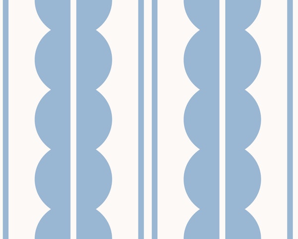 Scallops and stripes - cerulean blue