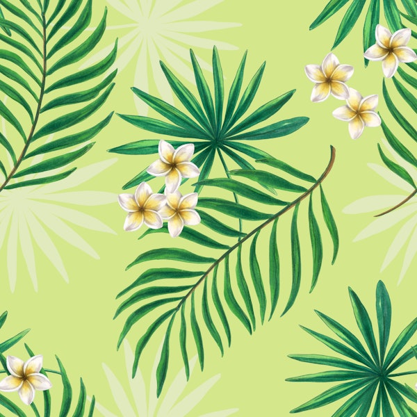 Tropical leaves and flowers