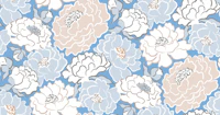 hand drawn peonies in blue tapetit