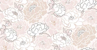 Hand drawn peonies in neutral warm beige tapetit