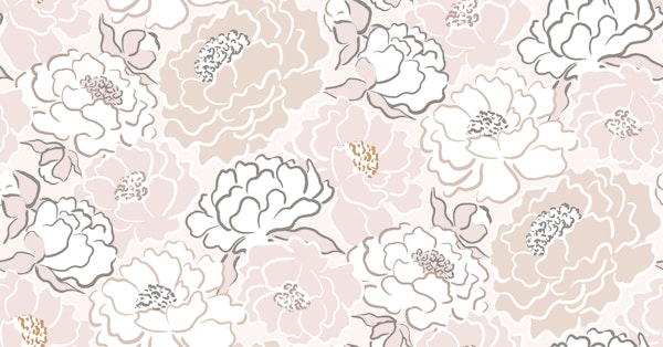 Hand drawn peonies in neutral warm beige