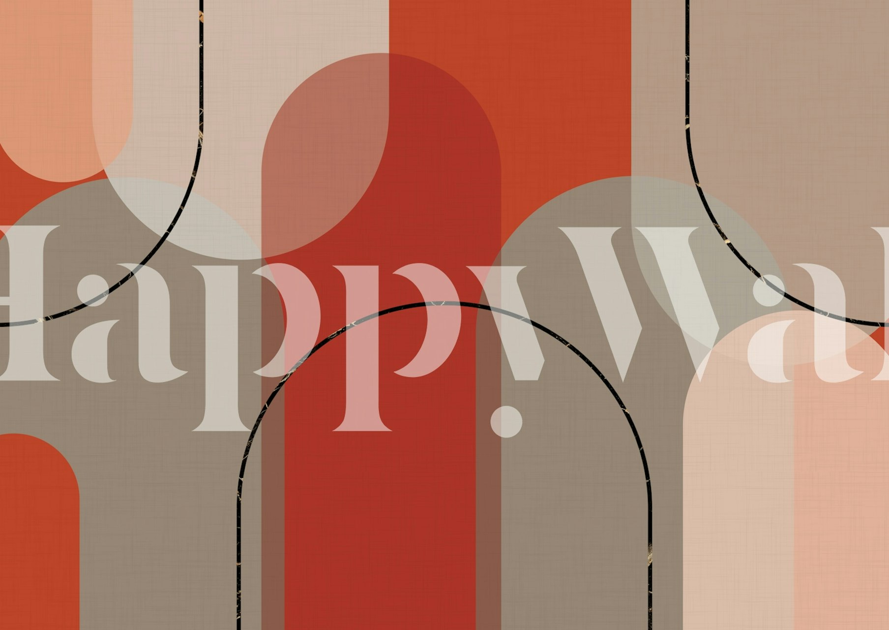 Geometric pattern in red, beige, and grey hues, Mid Century wallpaper