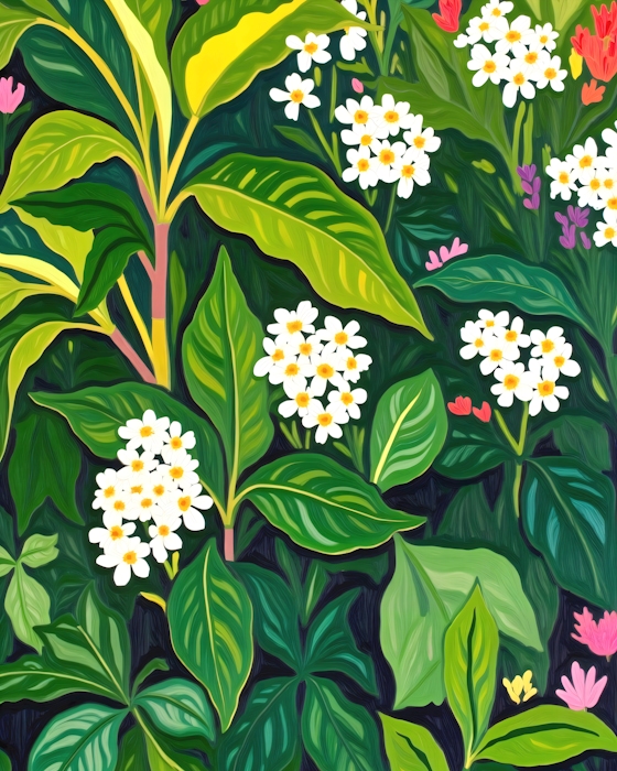 Tropical Floral Green Wallpaper