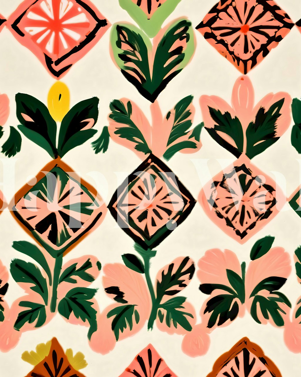 Tapeta Tiles & Botanicals v pokoji