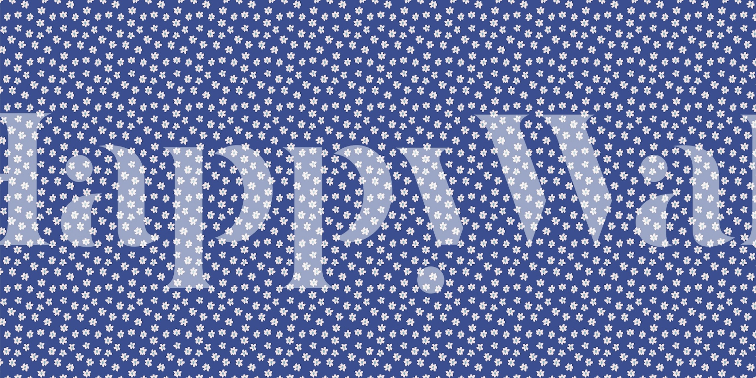 Small white floral patterns on a cobalt blue background wallpaper