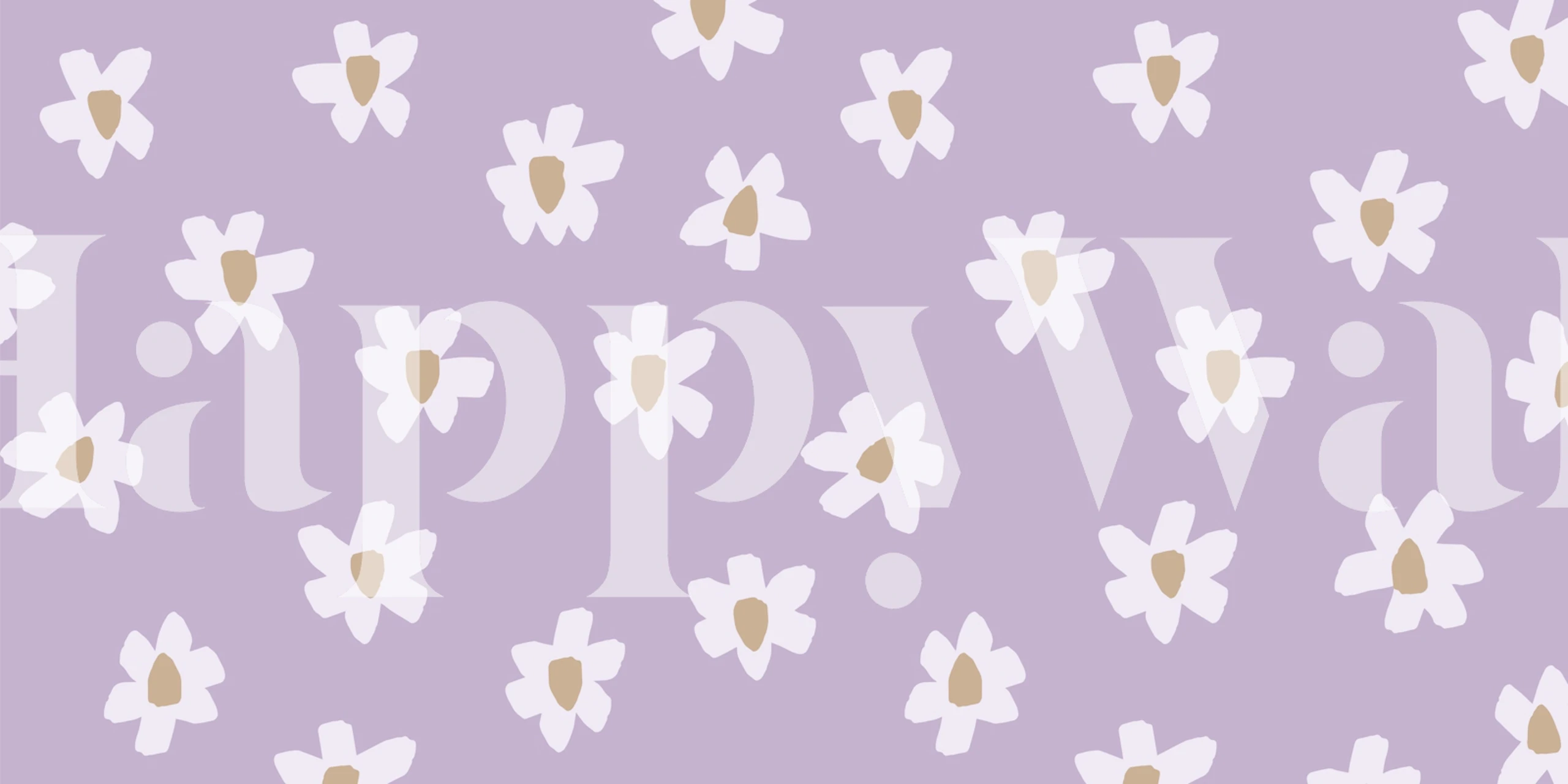 Lilac lavender floral wallpaper in a room