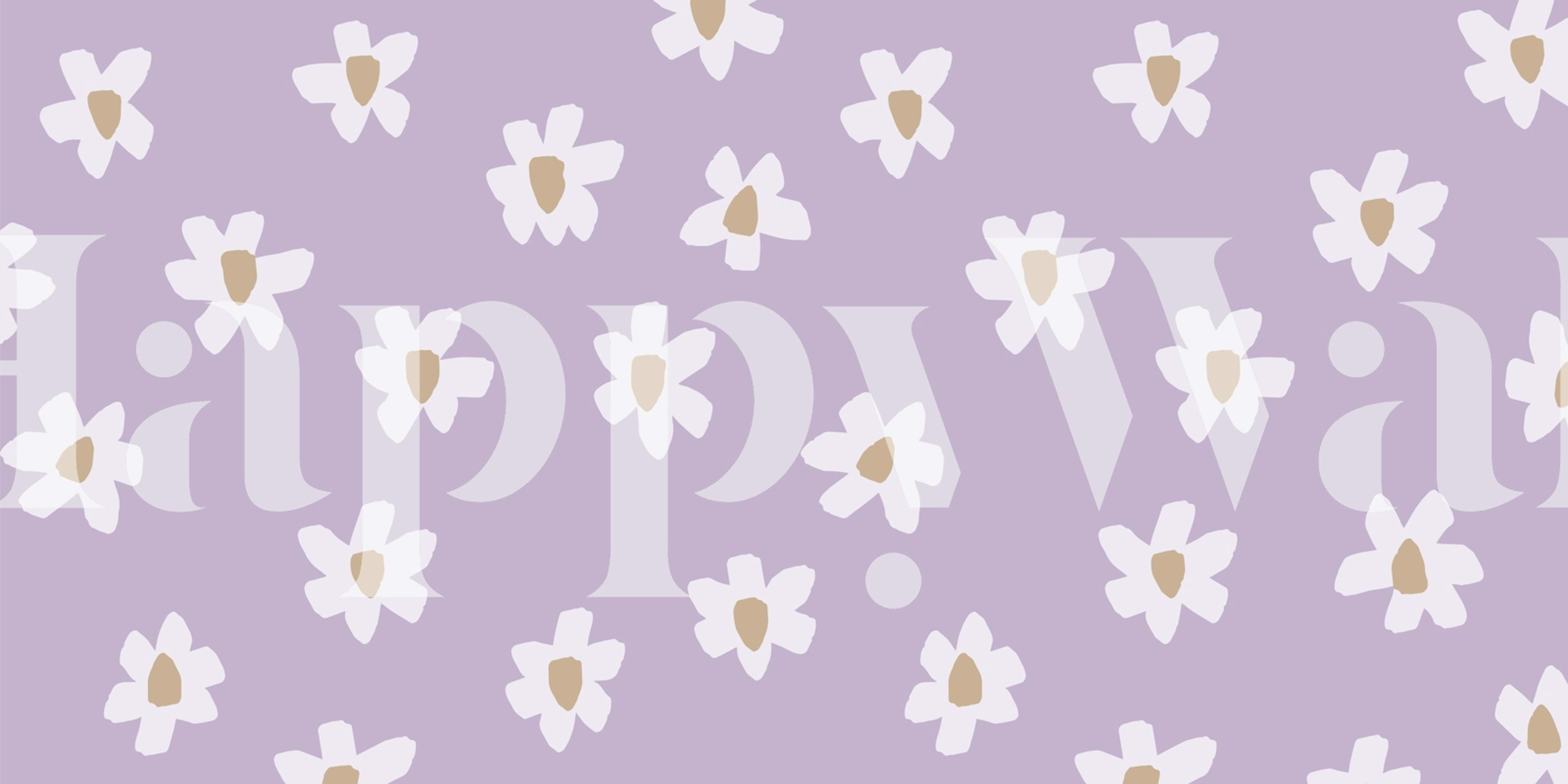 Lilac lavender floral wallpaper in a room