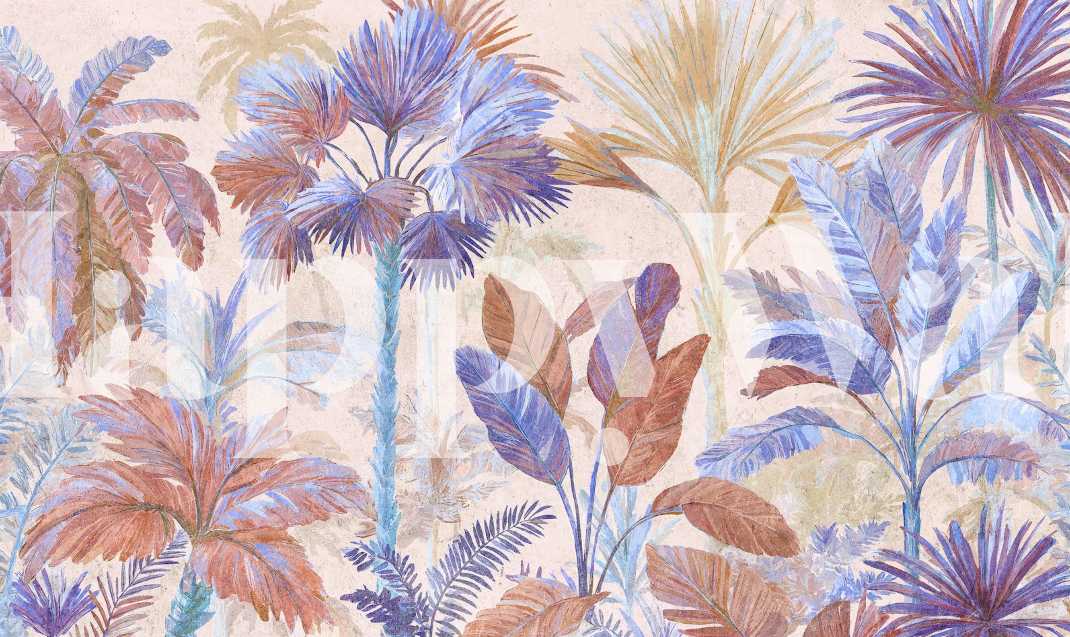 Tropical palm wallpaper in a room