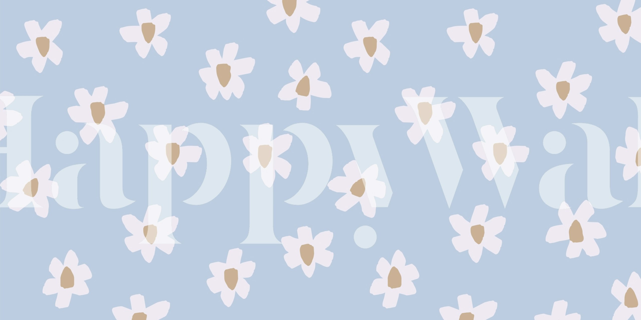 Ταπετσαρία Small Floral Blossoms σε μπλε και μπεζ