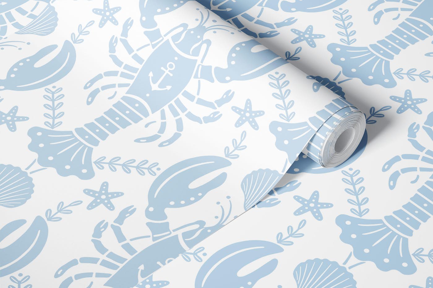 Air Blue Lobster with Anchor 2 - Large wallpaper roll