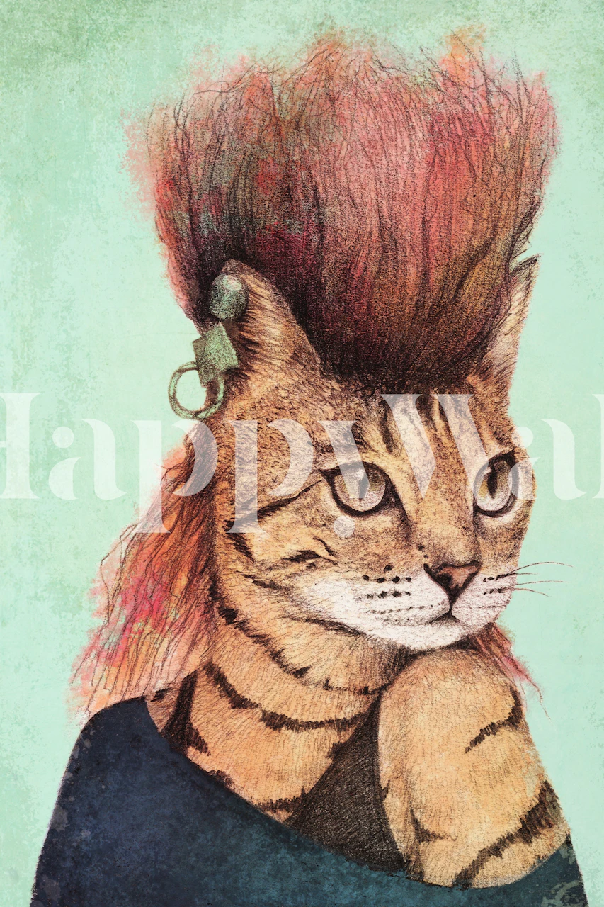 Papel de parede ilustrado de Caty II com cabelo punk