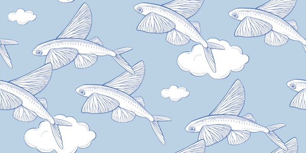 Flying Fish with Clouds - Air Blue - Large