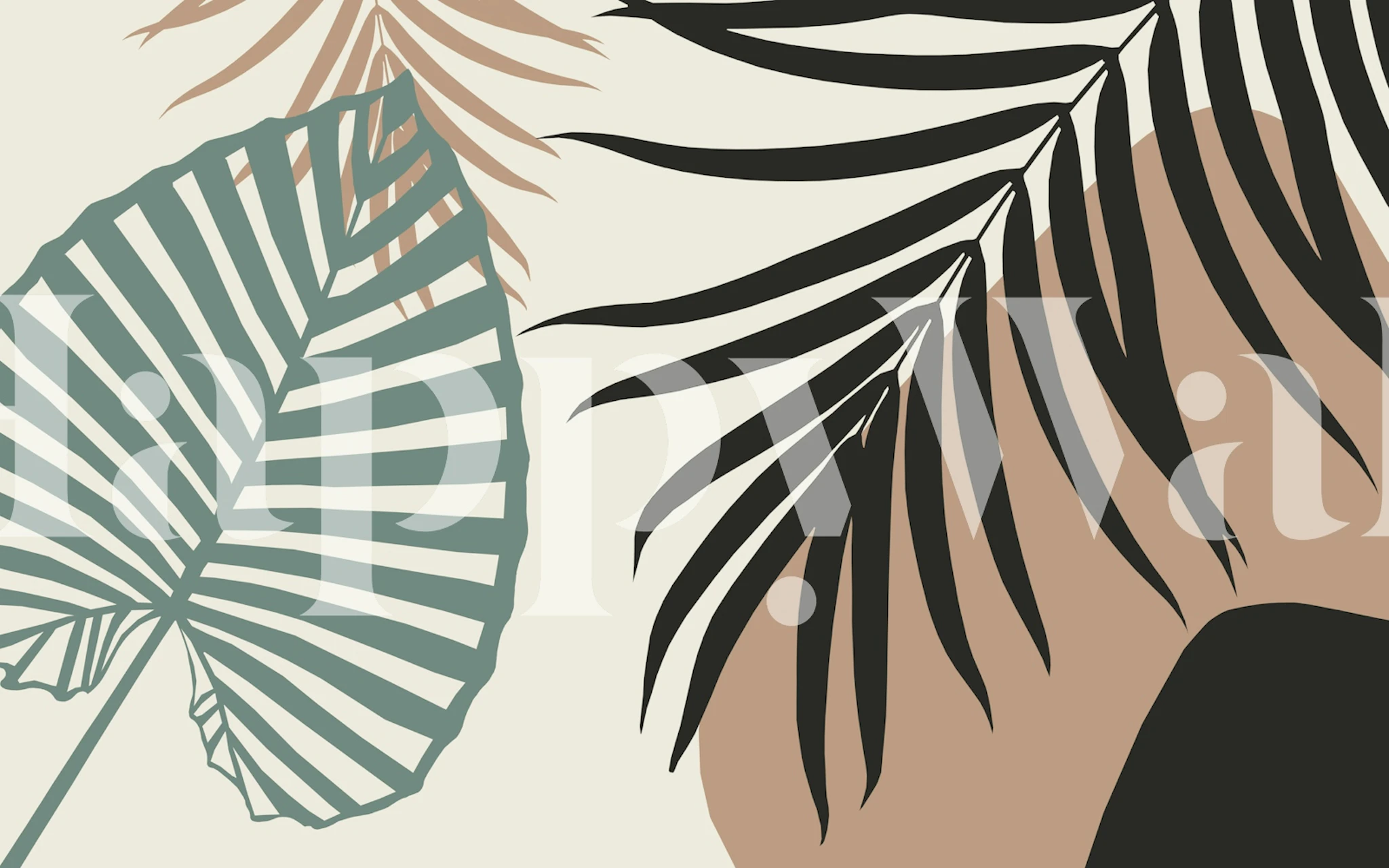 Minimal Tropical Palm Leaf behang in een kamer