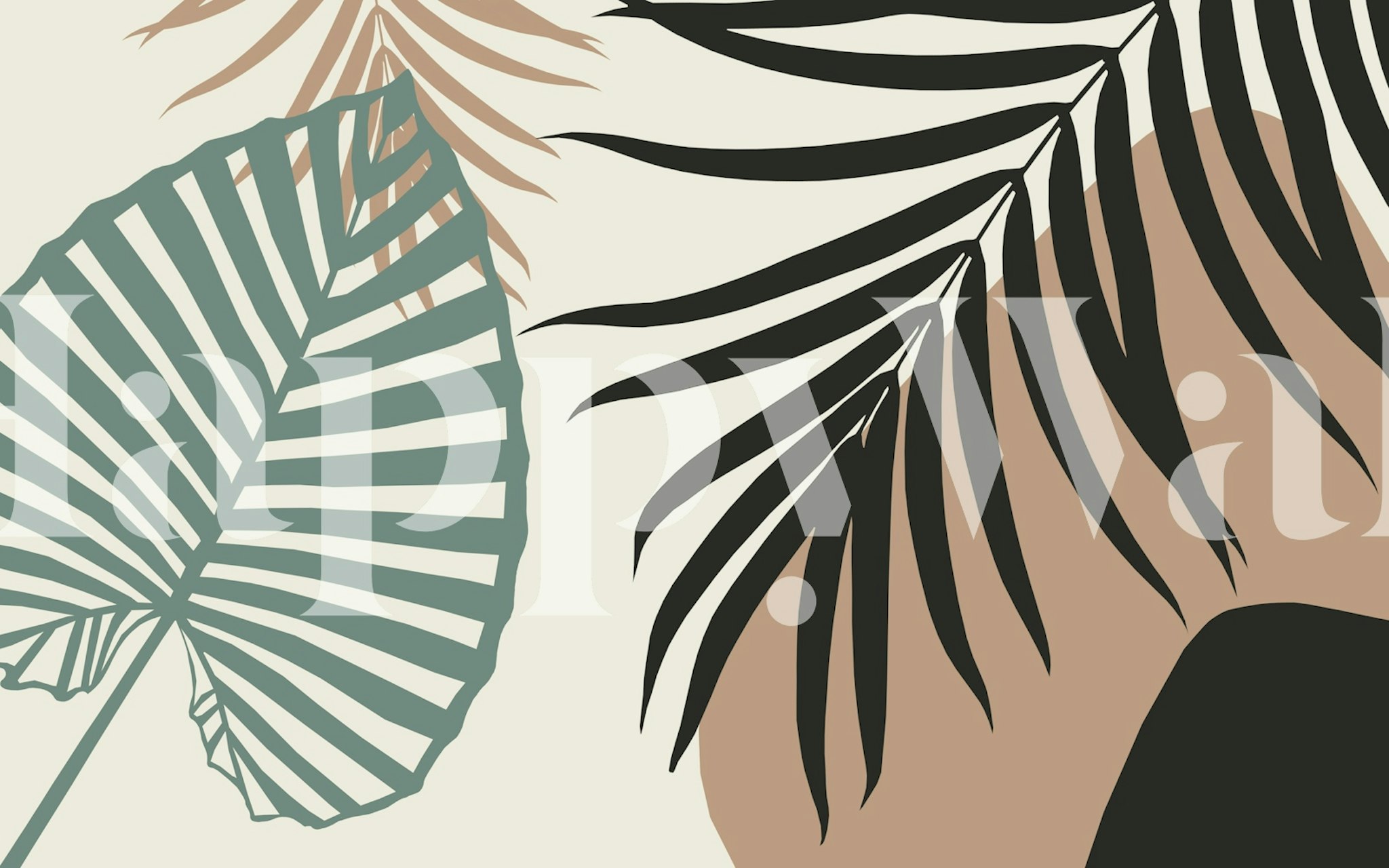 Minimal Tropical Palm Leaf wallpaper in a room