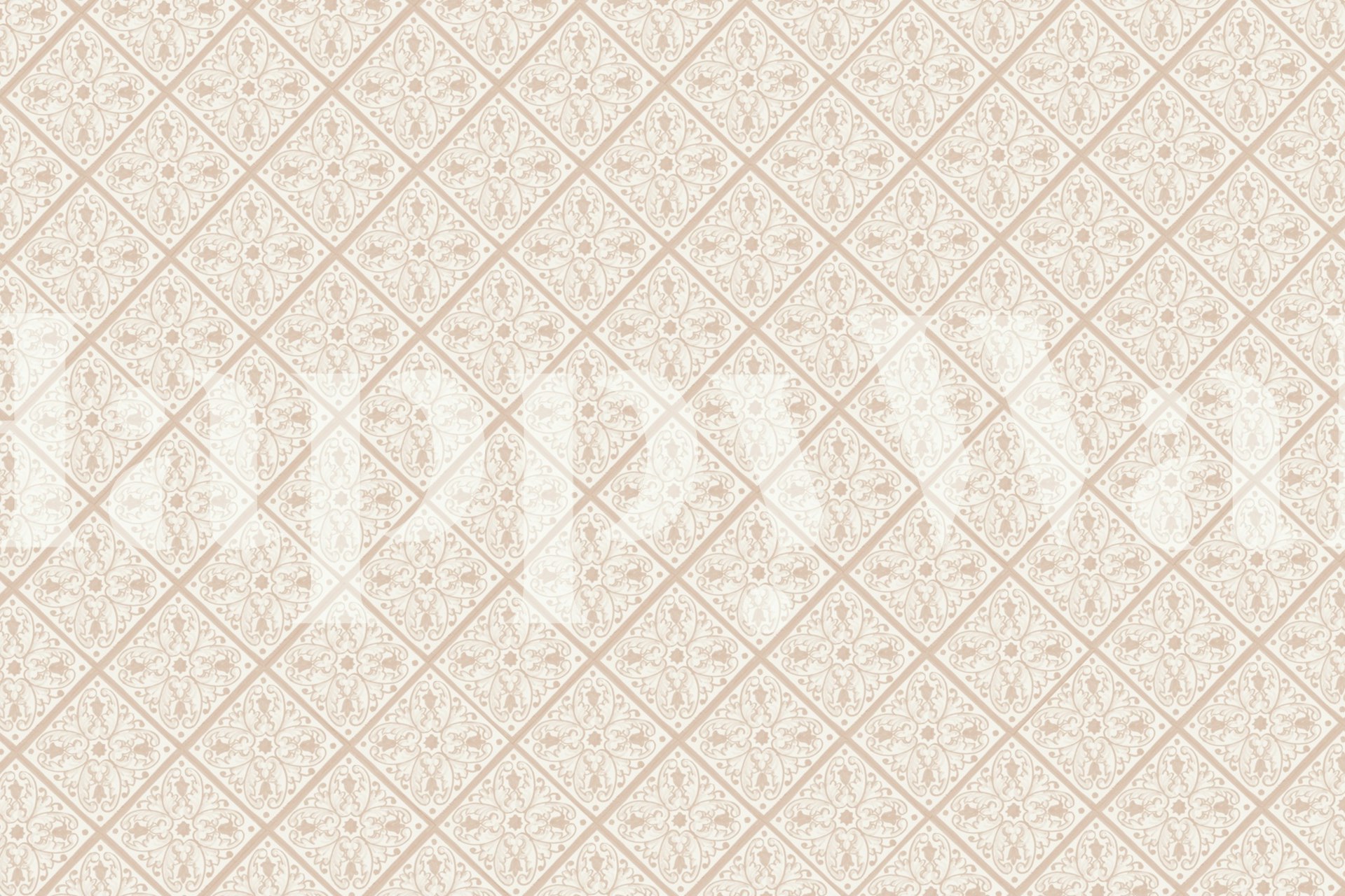 Beige Spanish tiles pattern wallpaper in a room