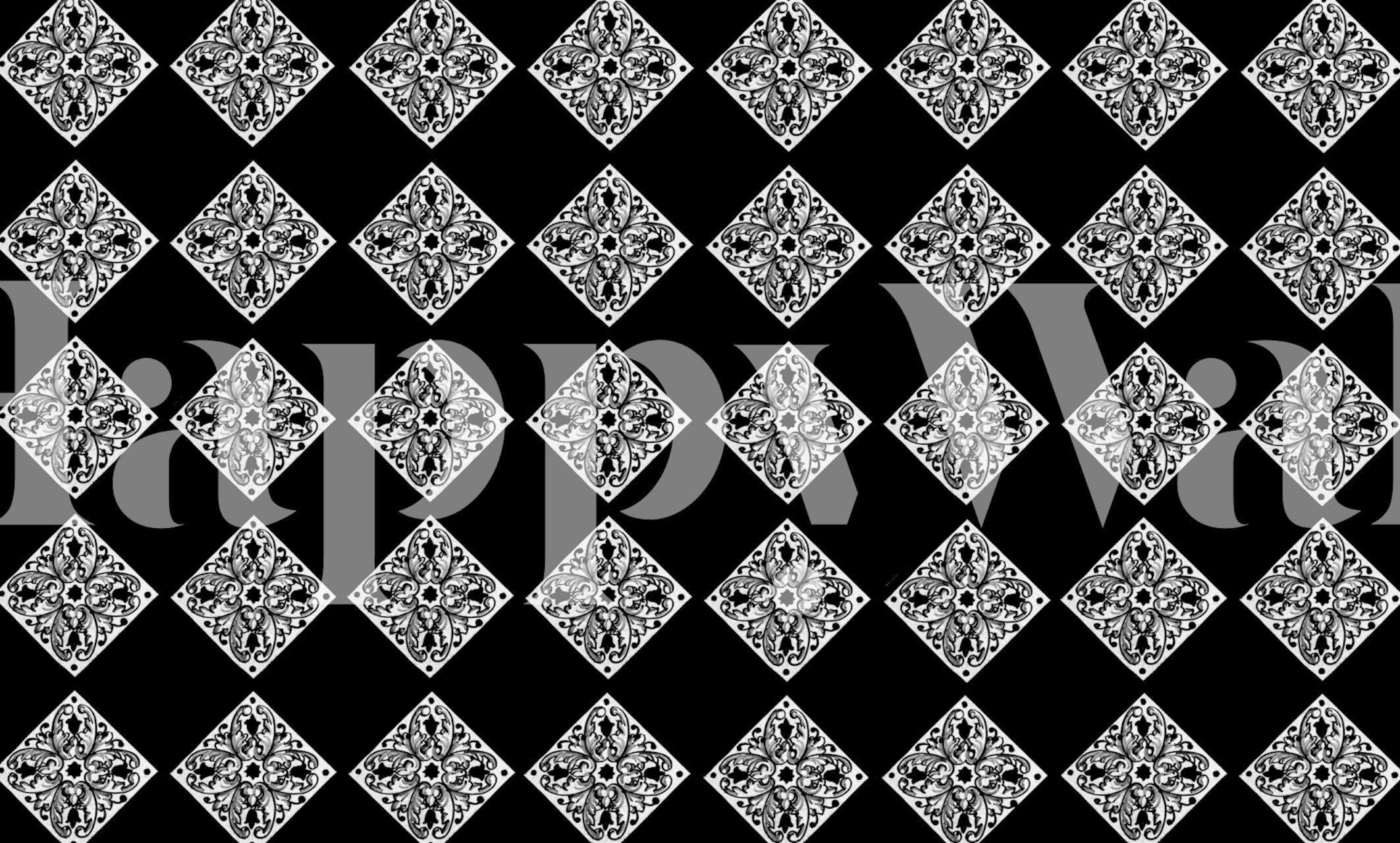 Vintage Diamond Tile Pattern tapetti huoneessa