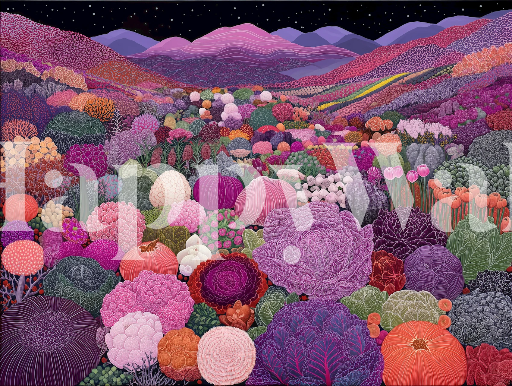 Vivid vegetable garden tapetdesign