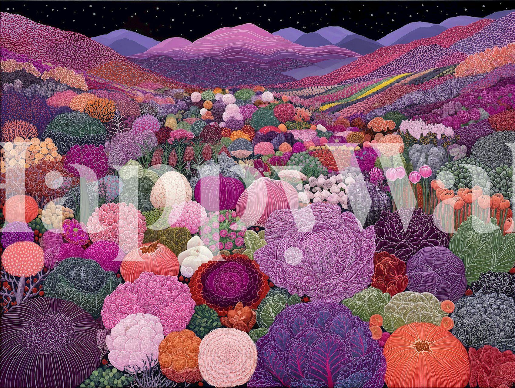 Vivid vegetable garden tapetdesign