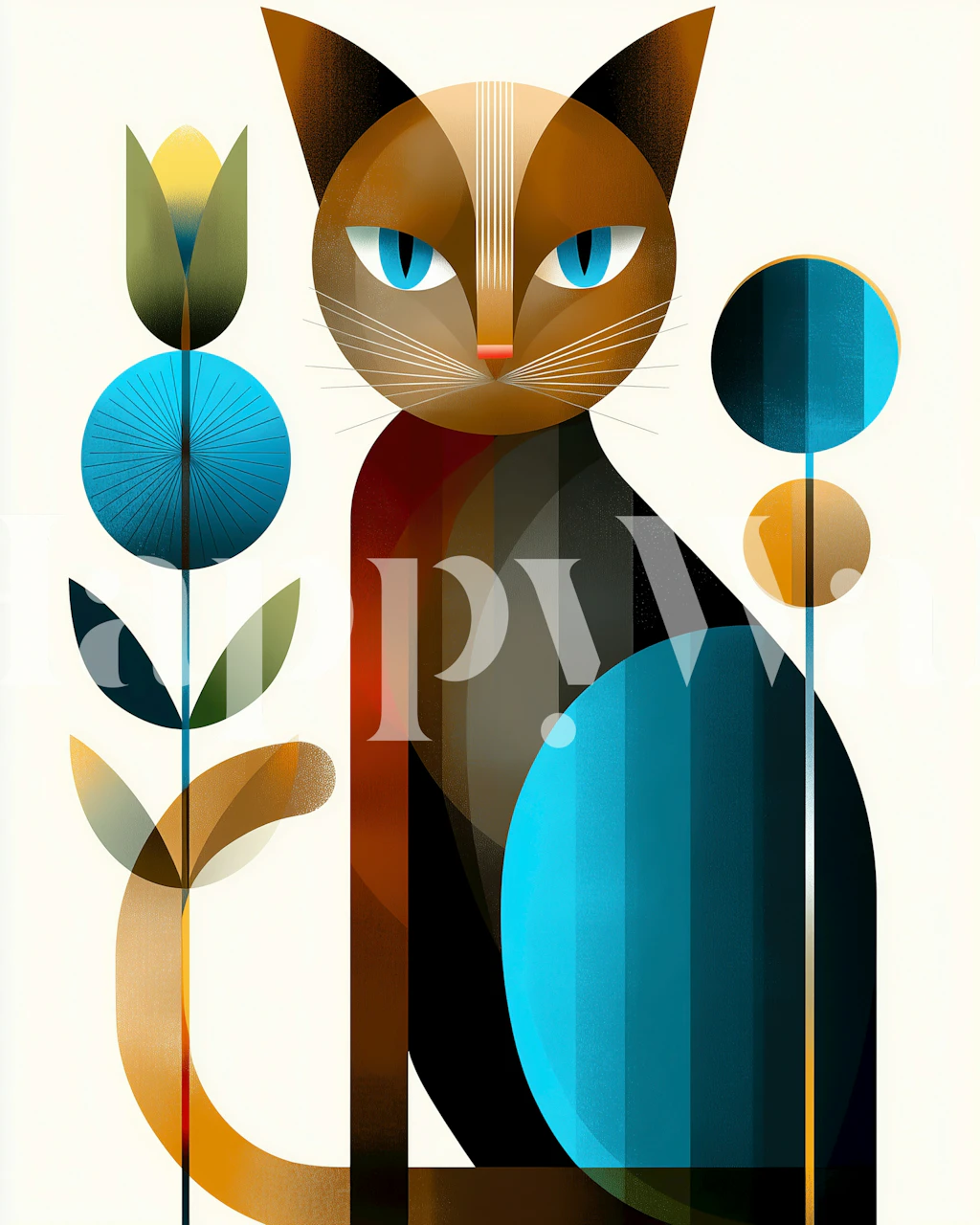 Abstract Cat och Florals tapet i ett rum