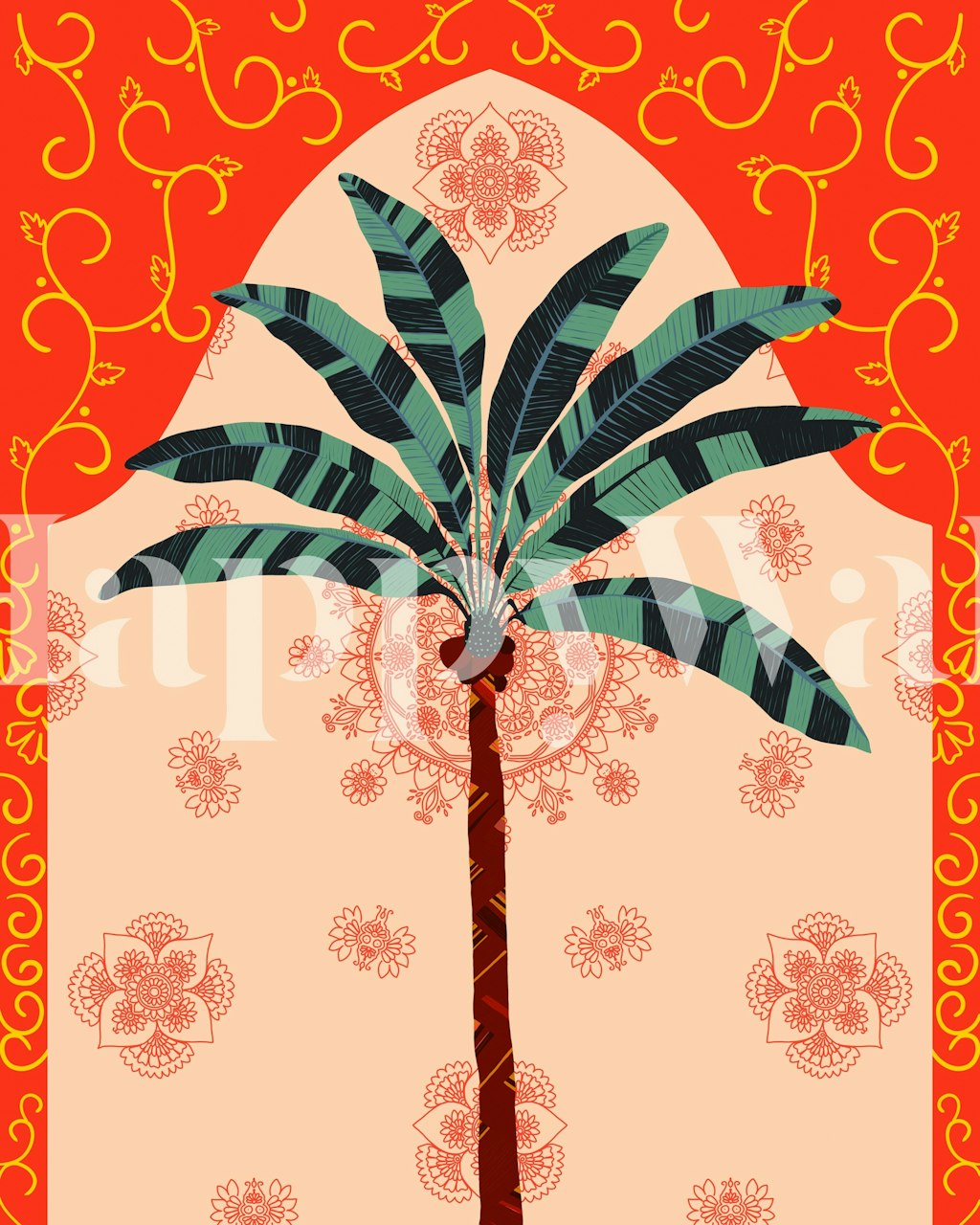Auspicious Palm wallpaper in a room